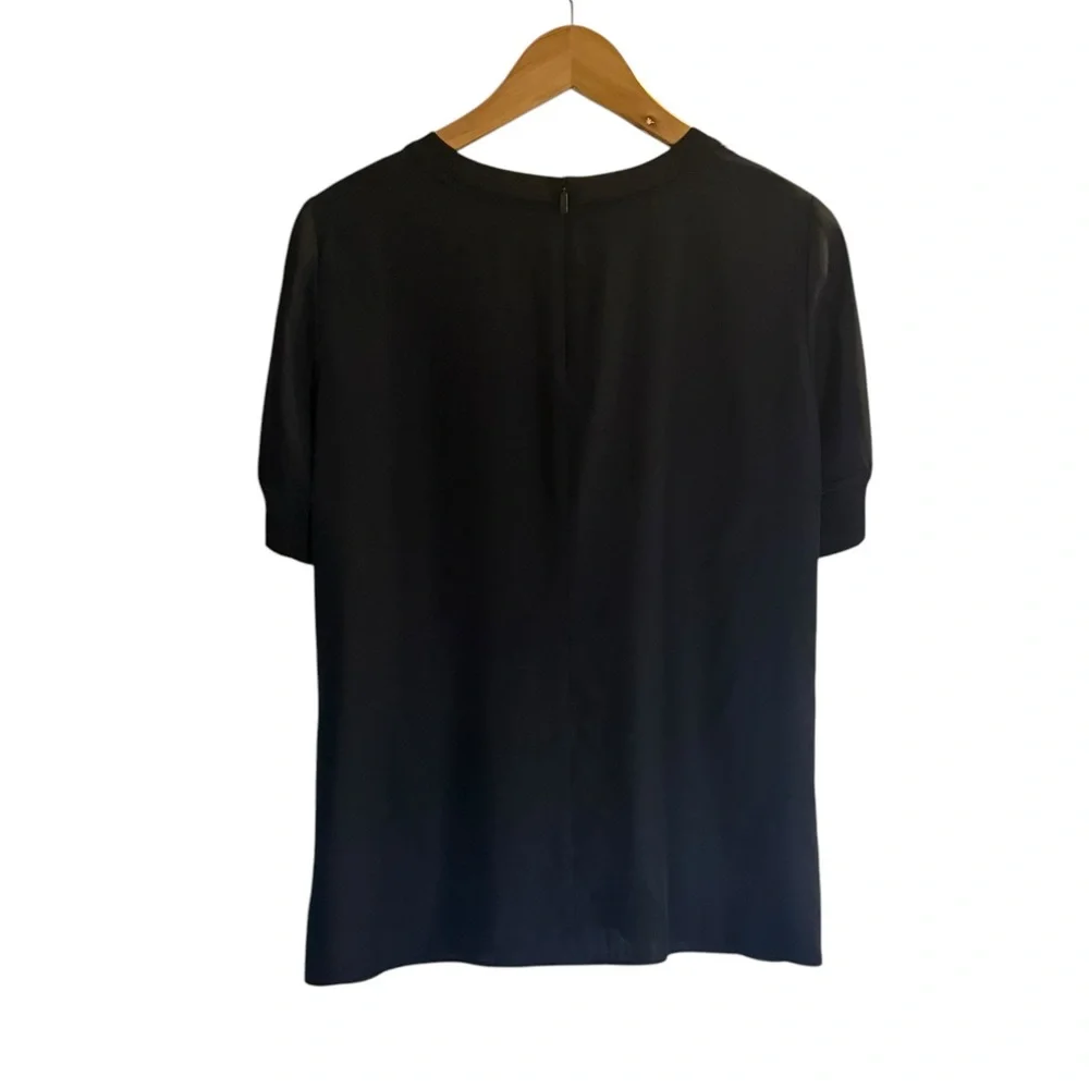 Lafayette 148 New York 100% Silk Blouse Black Back Zipper Closure Womens Small - Picture 3 of 9